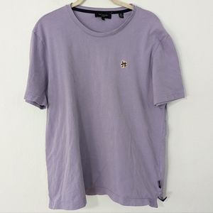 Ted Baker Oxford Short Sleeve T Shirt Crewneck Logo Embroidery Purple 4 Large L
